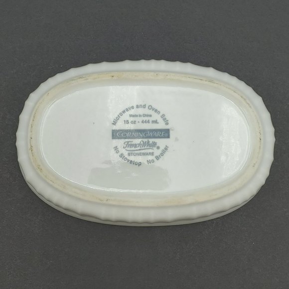 Corningware French White Ribbed Casseroles 15 Oz Oval Baker 24 Oz Round Baker - Picture 5 of 13